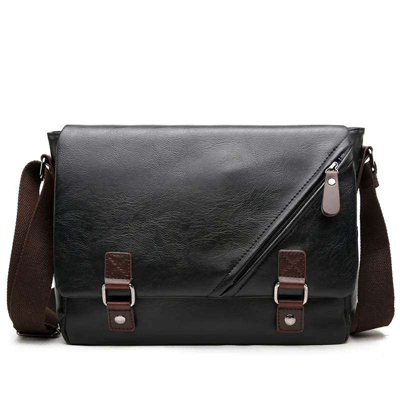 2026 New Korean Style Men's Shoulder Bag Casual Crossbody Business Leisure Envelope Bag Book Bag Soft PU Leather Backpack