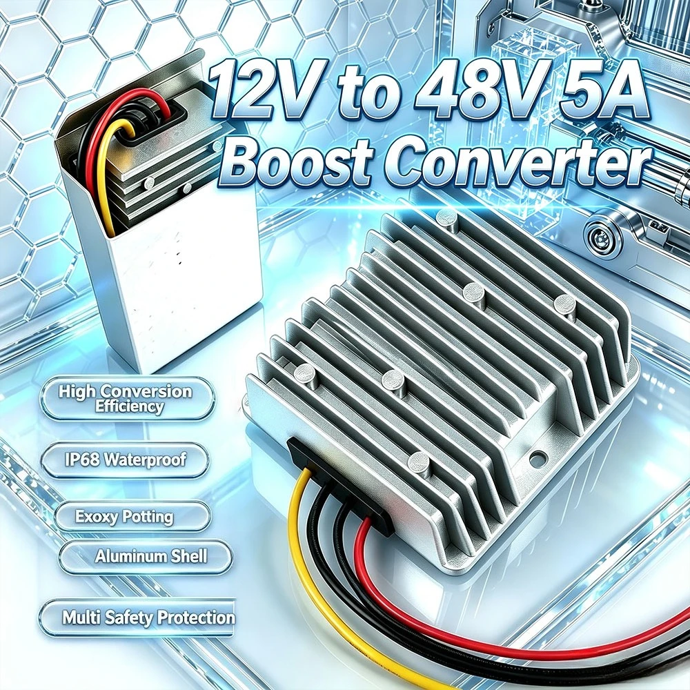 DC 12V to 48V 5A Boost Converter Voltage Regulator Power Converter Adapter Waterproof Module for Golf Cart Club Car LED Light