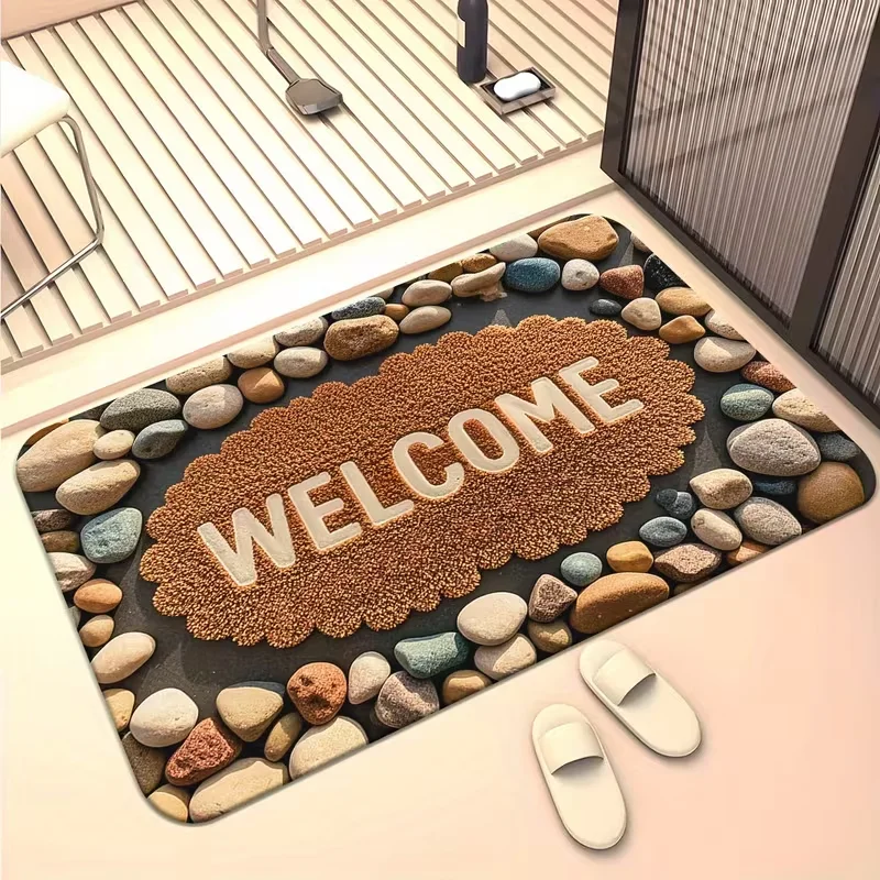 Welcome Stone Welcome Entrance Doormat Home Decor Carpet Indoor Outdoor Floor Mat Living Room Bedroom Bath Kitchen Rug