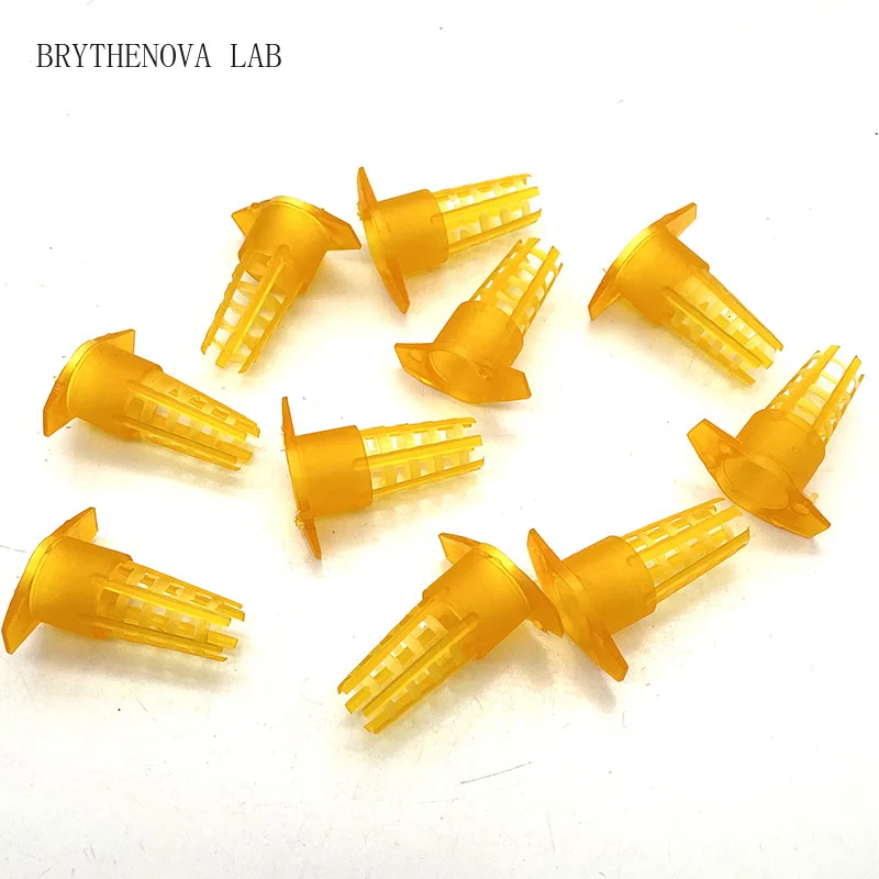300Pcs Beekeeping Tools Cell Protector Cages Yellow Plastic Queen Bee Cage Protective Cover Beekeeping Equipment