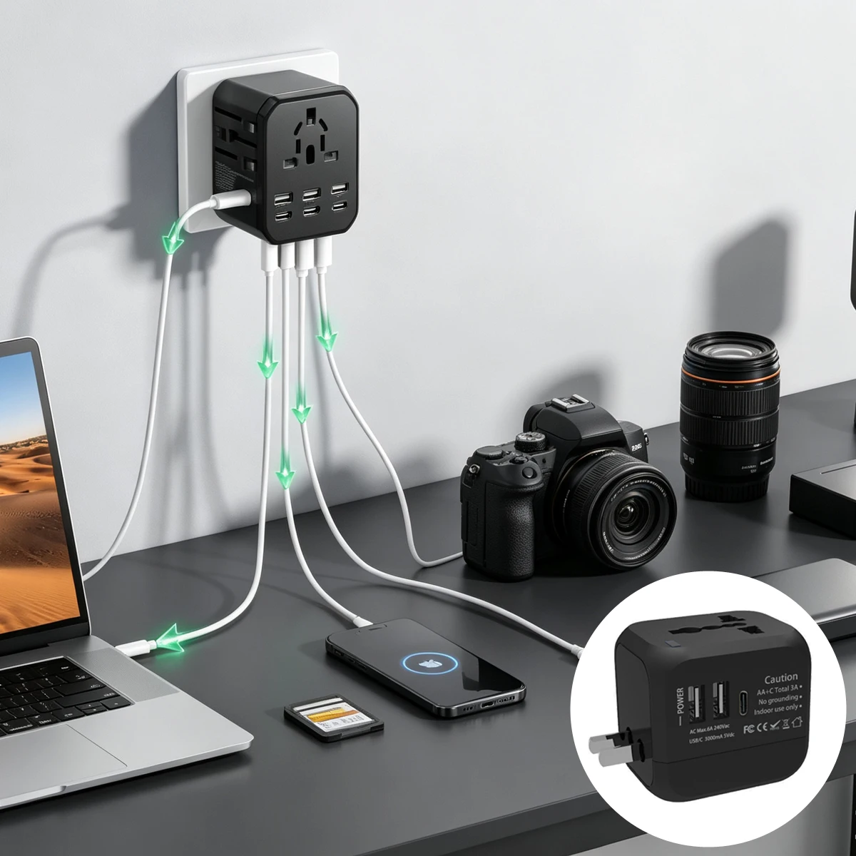 All-in-one Wall Travel Charger USB Type-C Socket Au Cover Holder Outlet Plug Covers Outside Universal Switch Organizer Packout