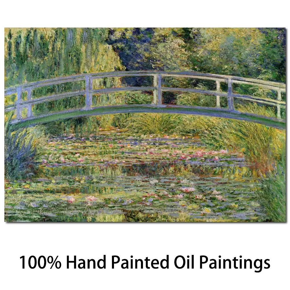 

Canvas Wall Art Japanese Bridge Handmade Claude Monet Oil Painting Reproduction Famous Landscape Artwork Room Decor High Quality