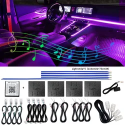 14 in 1 18 in 1 Led Car Ambient Lights App Control Optic Strip Acrylic Fiber RGB 64 Color Bluetooth Atmosphere Decorative Lamp