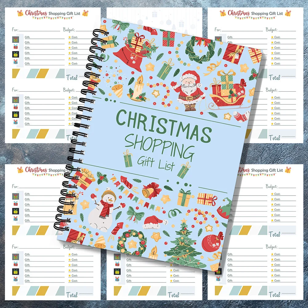 Christmas Planner And Shopping List Notebook, Santa Claus Holiday Gift And Shopping Record Manual, With Holiday Planning Pages