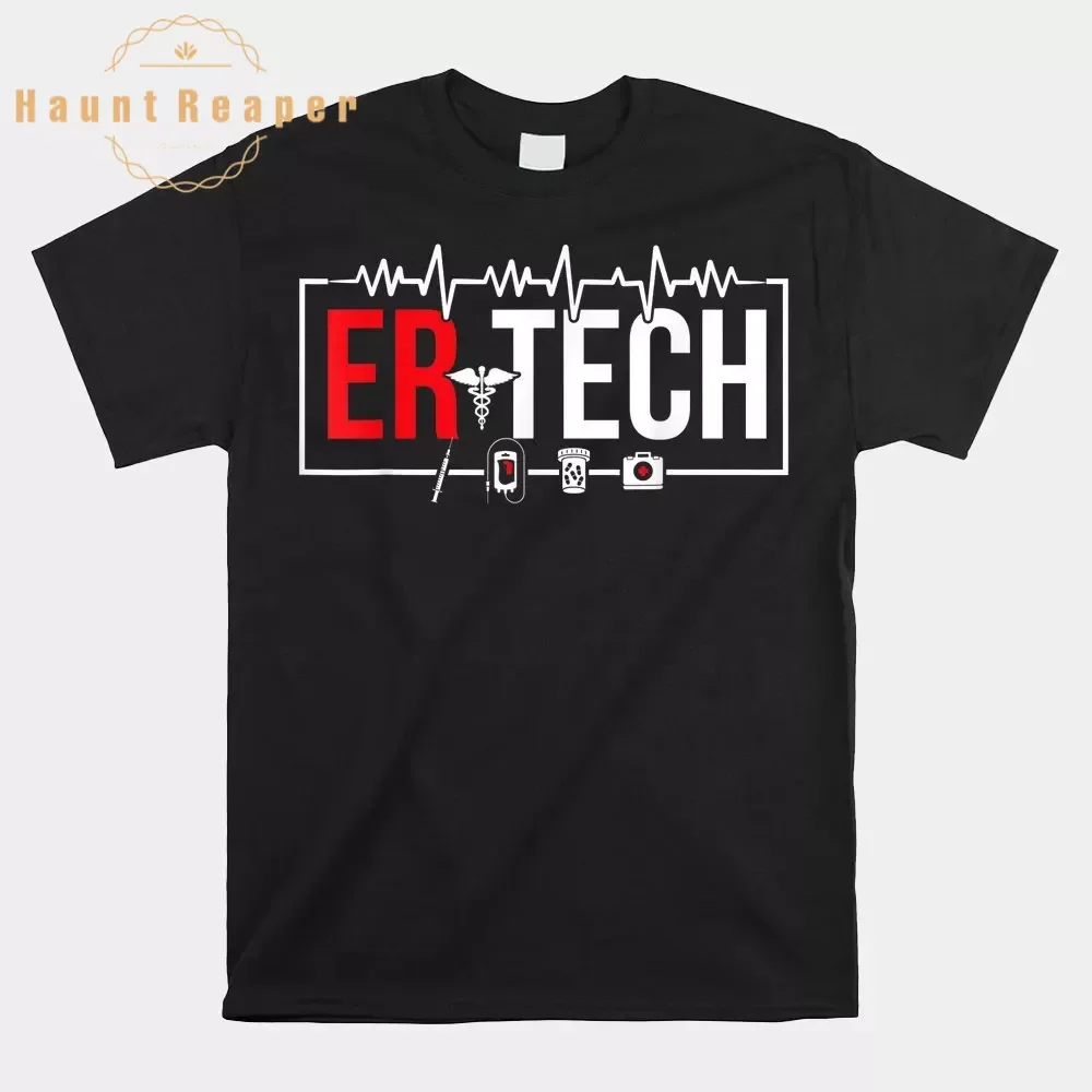 

Haunt Reaper Men T Shirt Emergency Room Technician Heartbeat Er Technicians Shirt T-shirt Graphic Tops Breathable S-6XL