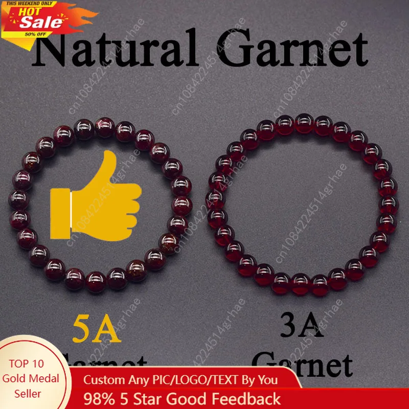 

Natural 5A Garnet Stone Femme Wine Red Bead Bracelet Men Bangle Women Bracelet Lucky Energy Healing Jewelry Valentine's Day Gift