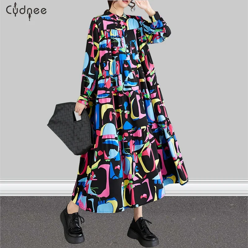 Comfortable Stylish Maxi Dress Vestido Casual Boho Pullover Fashionable Layered Shirt Dress