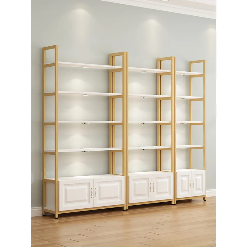 custom.Cosmetic Shop Display Furniture Rack Multi-layer MDF Beauty Shop Storage Cabinet Showcase Multifunctional Bag Shoe Rack S