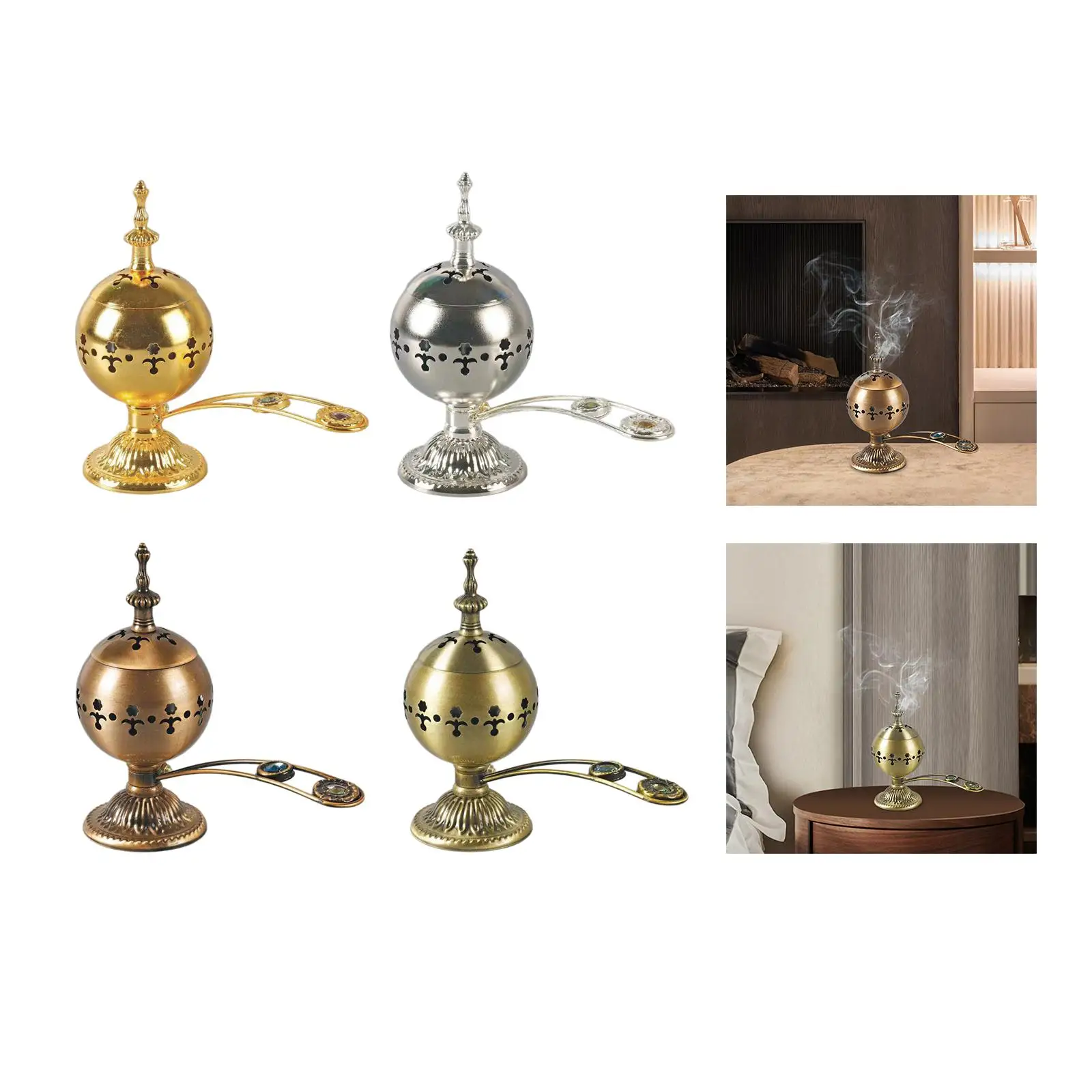 Electric Incense Burner Relaxation Incense Holder Ornament Antique Style Incense Diffuser Censer for Meditation Decor