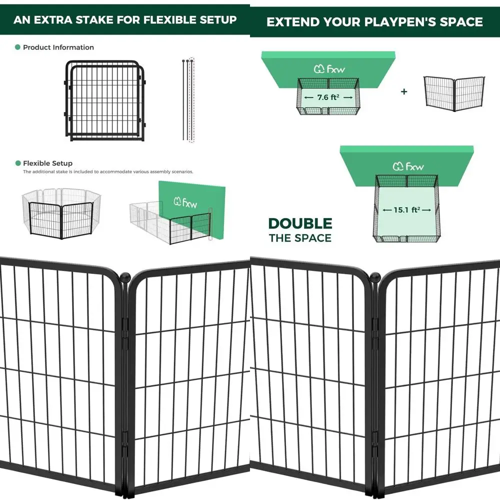 

Indoor Playpen for Dogs: Safe & Stress-Free, Heavy-Duty 24 2-Panel Pen for Small Dogs, Black