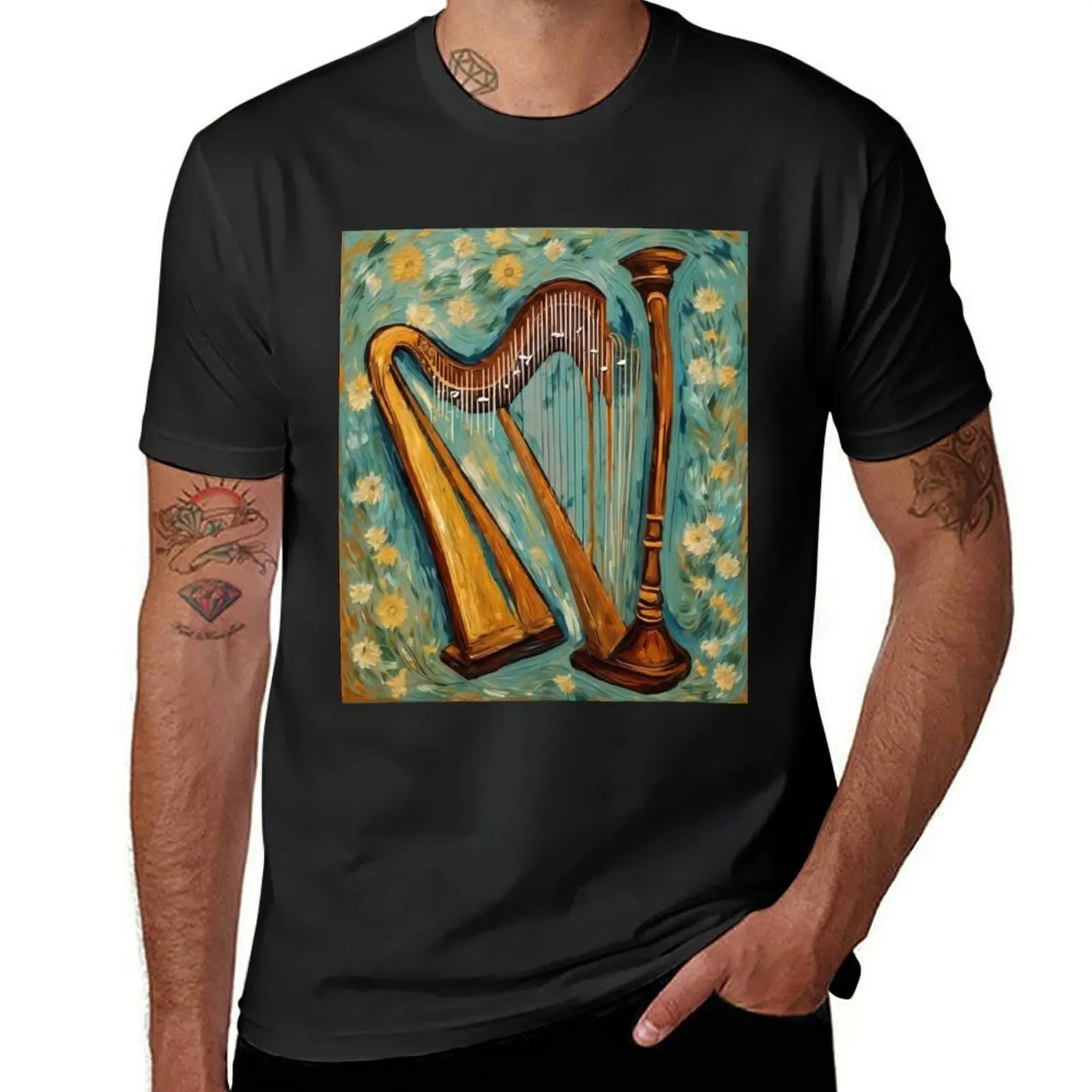 Musical Instrument: The Enchanting Harp T-Shirt cute tops Short sleeve tee mens graphic t-shirts