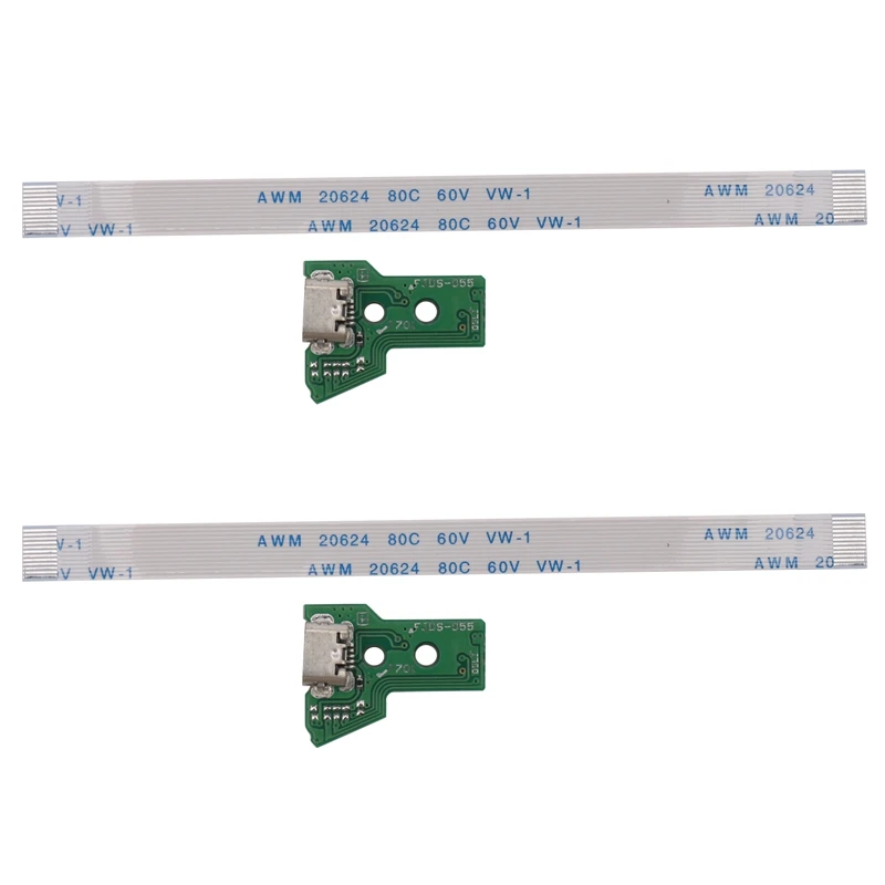 2X For SONY PS4 Controller USB Charging Port Socket Board JDS-055 5TH V5 12 Pin Cable