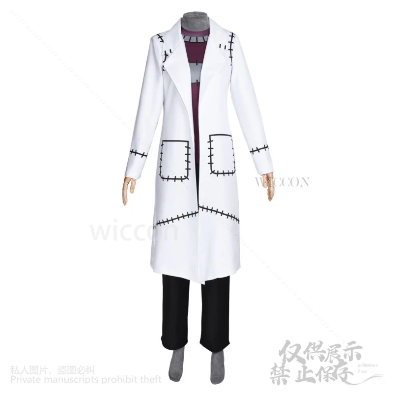 Anime Soul Cos Eater Franken Stein Doctor Uniform Costume Trench Top Pants Set Party Role Outfit Wigs For Men Women Halloween