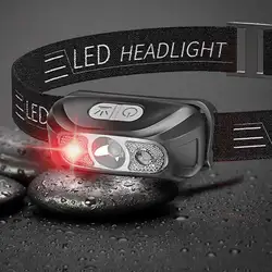 Two Switch LED Mini Headlamp red white Headlight USB Rechargeable Battery Head Torch Flashlight Lamp Light Camping Flash Lantern