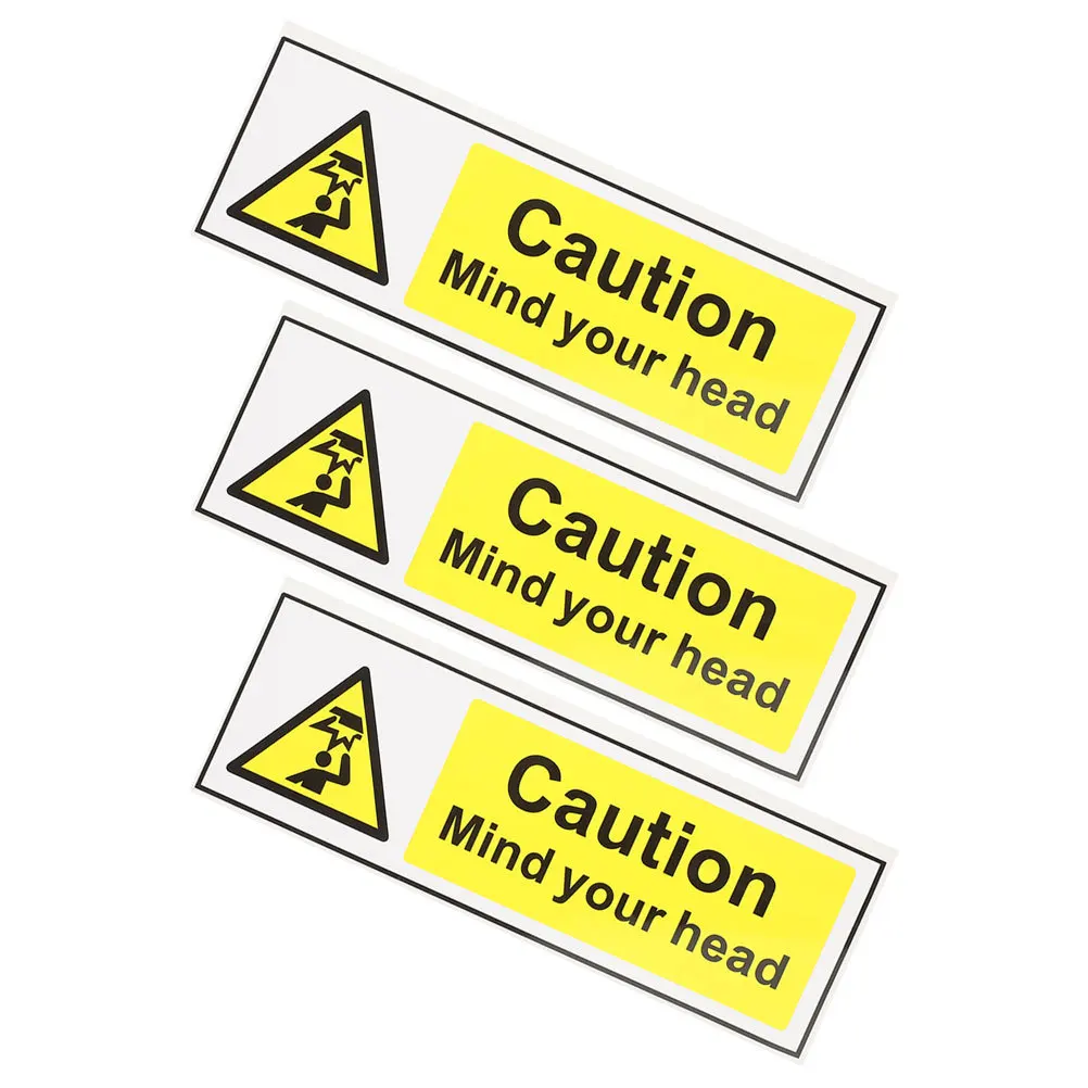 3Pcs Low Ceiling Watch Your Head Decal Strong Adhesion Easy to Use Practical Warning Label for Daily Life Safety