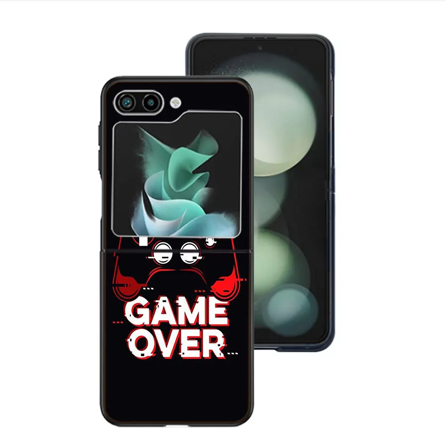 Gamer Zone Traffic sign Game Handle Clear Phone Case For Samsung Z Flip 5 4 3 Galaxy Z Flip 6 5G Shockproof Hard Cover TPU PC Ha