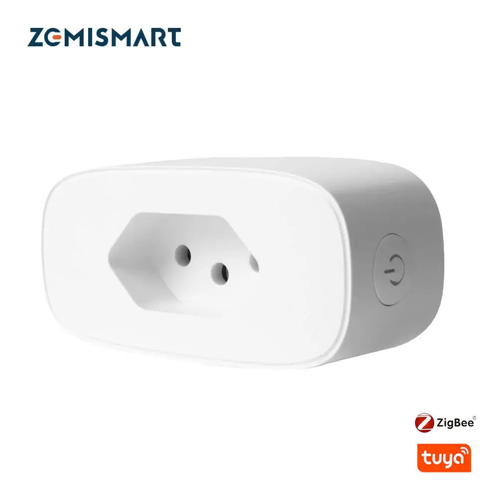 Zemismart Brazil Smart Tuya Zigbee Socket BR Plug Wireless Outlet Timing Plug 16A Energy Monitor Alexa Google Home Voice Control