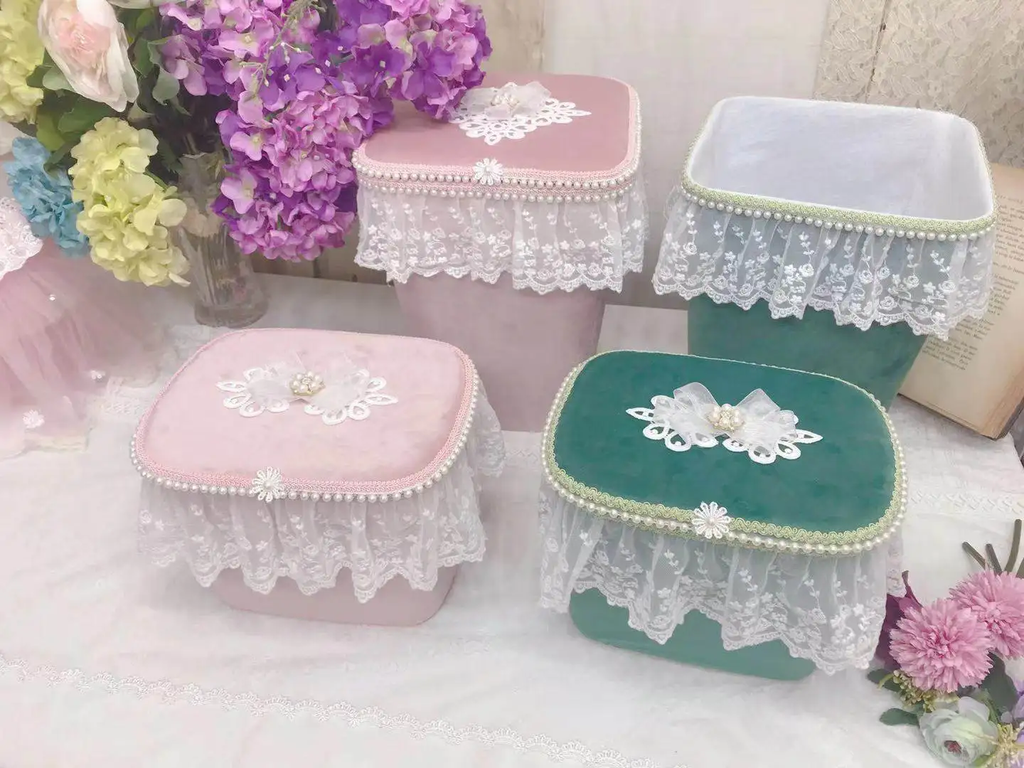 Storage bucket Large capacity household waste bucket Pearl ribbon Storage lace Popular recommendation