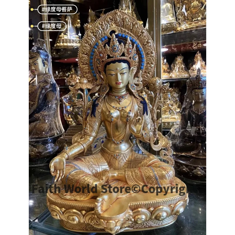 

48CM large High quality Buddhism gilding Guru Green Tara Guanyin Goddess Buddha brass statue HOME family effective protection