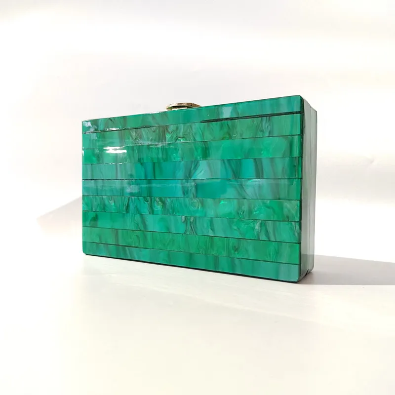 Pearl Green Marble Acrylic PVC Plastic Luxury Party Handbag Women Casual Box Clutch Purse Wallet Flap Brand Wedding Party Evenin