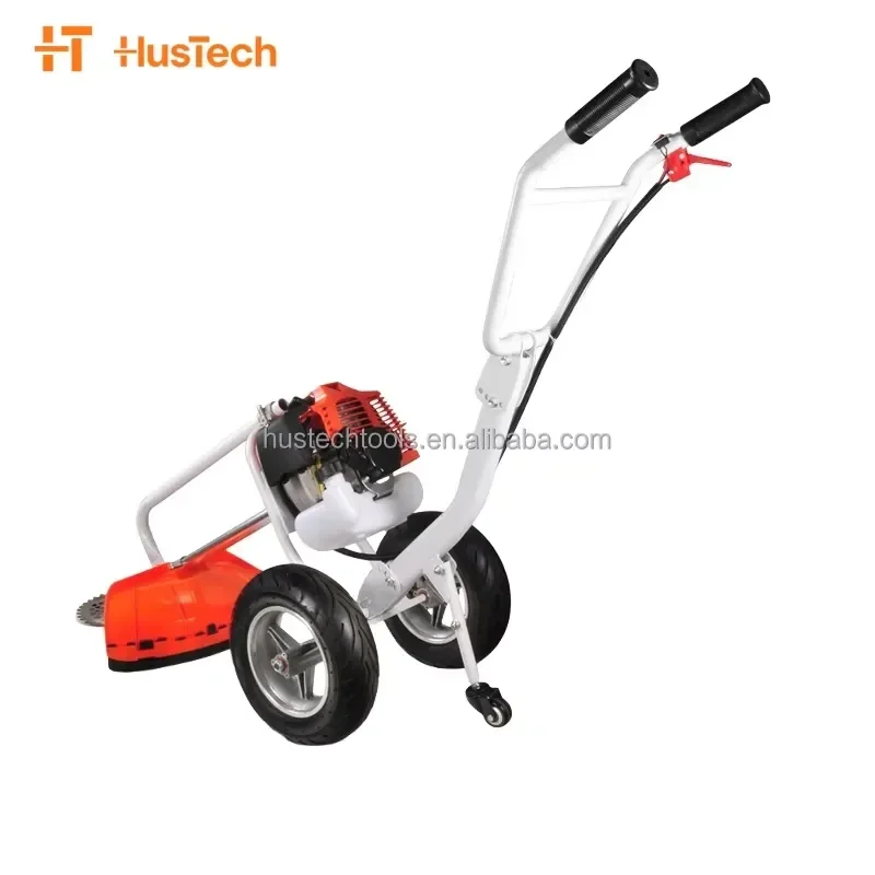 For 52cc 35.8cc Petrol Aluminum Hand Push Brush Cutter with Two Wheels 2 Stroke and 4 Stroke Versatile Grass Cutting Garden