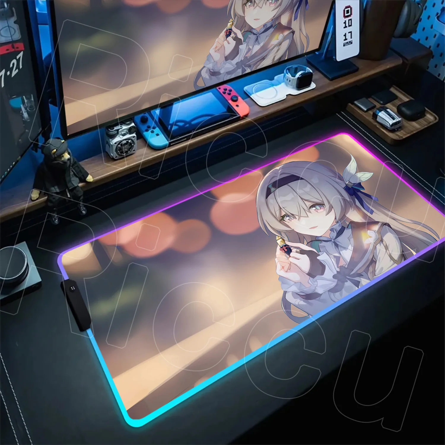 

XXL Large RGB game Honkai Star Rail Firefly Cool mouse pad LED Lamp game Desk Mat Office Pc Keyboard protective Pc Accessories