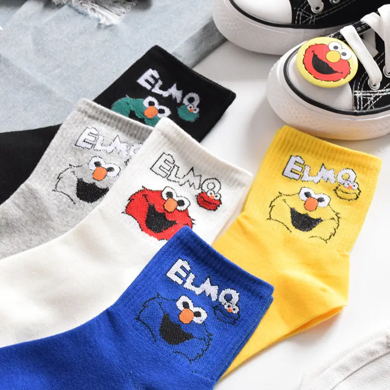 Sesame Street Elmo Animation cartoon mid-calf socks creative personality funny sweat-absorbent warm socks accessories wholesale