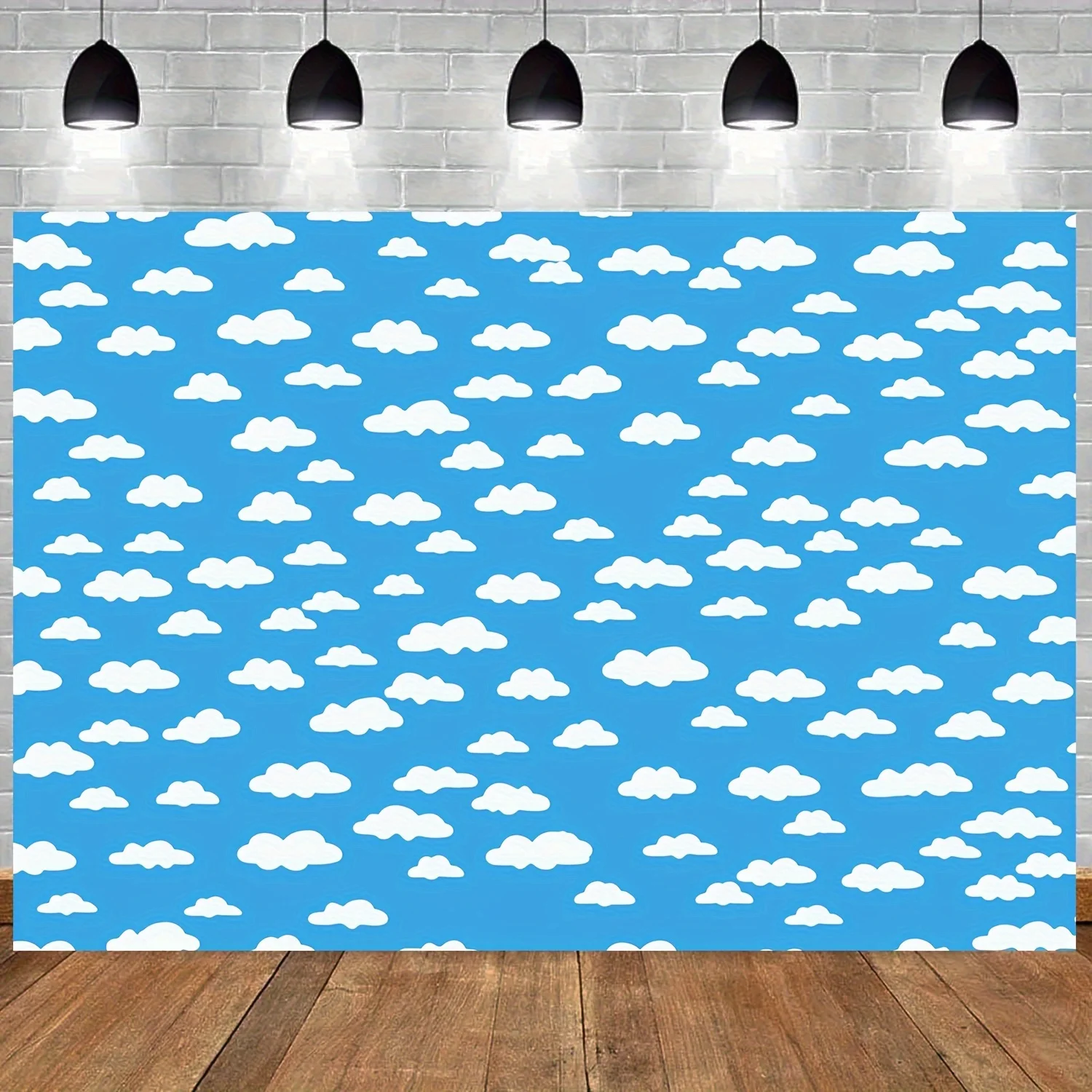 1 Stück Fotografie-Hintergrund mit blauem Himmel und weißen Wolken im Cartoon-Stil – großes Polyester-Party-Banner zum Geburtstag, für junge Leute