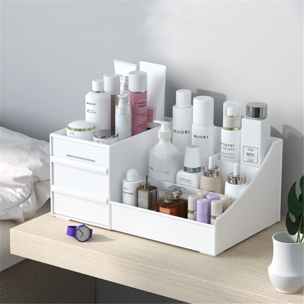 

Makeup Drawer Box Cosmetic Storage Box Desktop Dresser Facemask Lipstick Shelf Plastic Skincare Case Dormitory Organizing Box