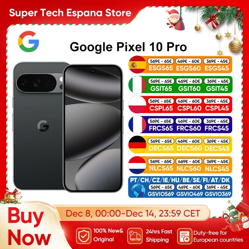 Globel Version Google Pixel 10 Pro 5G Smart Phone Google 6.3'' 120Hz OLED 4870 mAh Battery Google Tensor G5 Android 16 Original Mobile Phone