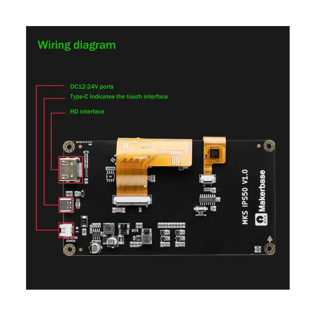 For MKS IPS50 Display 5 Inch Capacitive Touch Screen 800X480 HD Display TFT Display 3D Printer Accessories