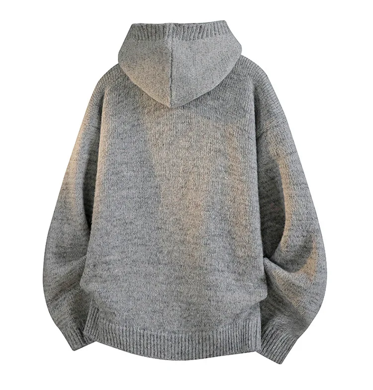 Neuer Herren-Cardigan mit Kapuze für Herbst und Winter, lockerer Strickpullover, warme Streetwear-Jacke für Studenten, weiches, lässiges Hemd für den Alltag, Herrenmode – Detail 8