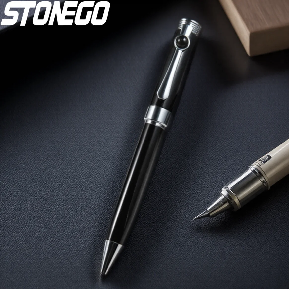 قلم حبر جاف فاخر أسود متوسط الحجم 1.0 مم قلم كتابة سلس قابل لإعادة الملء للاستخدام المكتبي والمدرسة