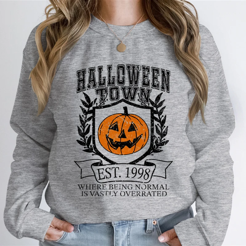 Halloween Town Essential Autumn Sweatshirt Women Pumpkin Halloween Vintage Style Hoodie Women Pumpkin Ghost Vintage Sweatshirts