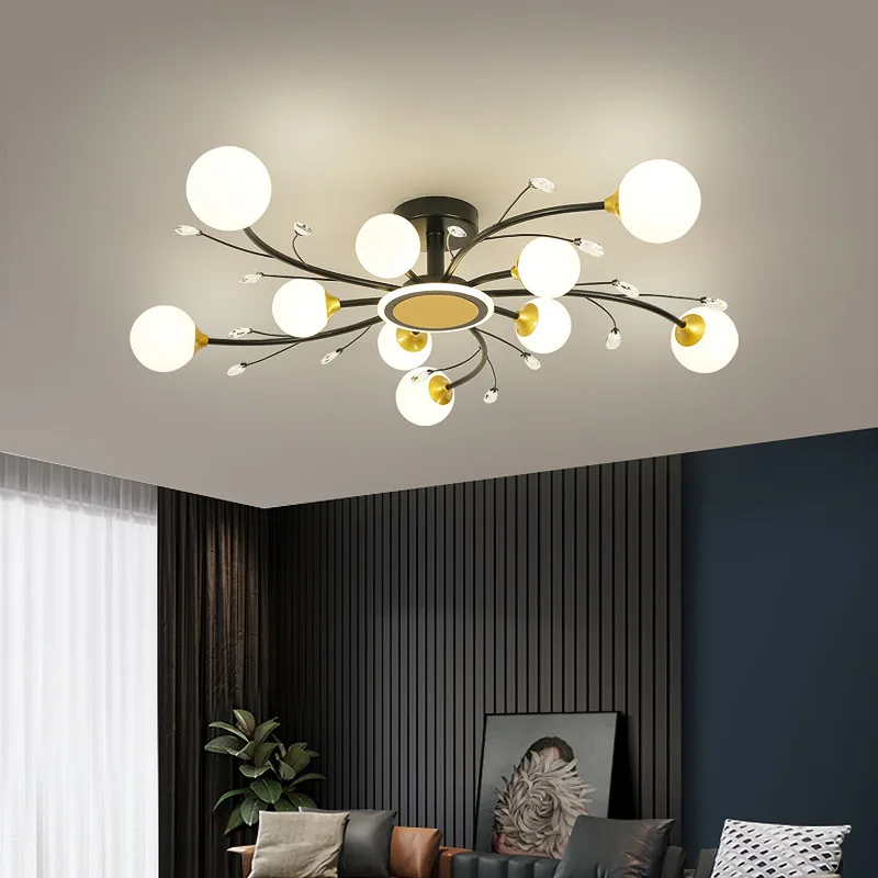 

Modern Glass Ball Ceiling Chandelier Black for Bedroom Living Rroom Children's Pendant Lamp Minimalist Decor Lusters Luminaires