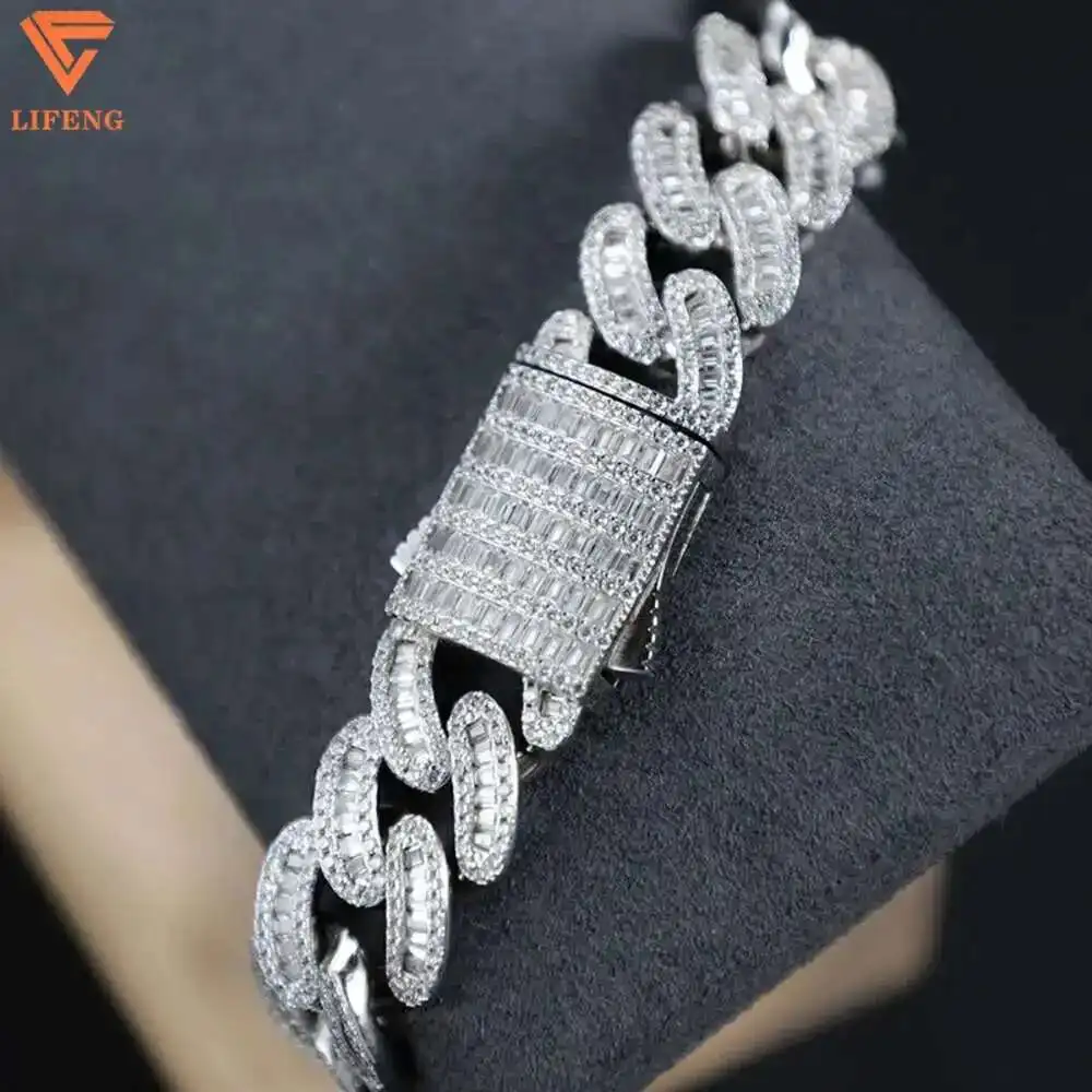 

Fine Jewelry Customized High Quality 925 Silver Vvs Moissanite Cuban Bracelet Selling Women Jewelry Bracelets