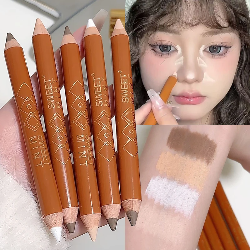 Double Head Contouring Pen Facial Lying Silkworm Brightening Natural Outline Sculpt Stick Mineral Highlight Cream Gel Concealer