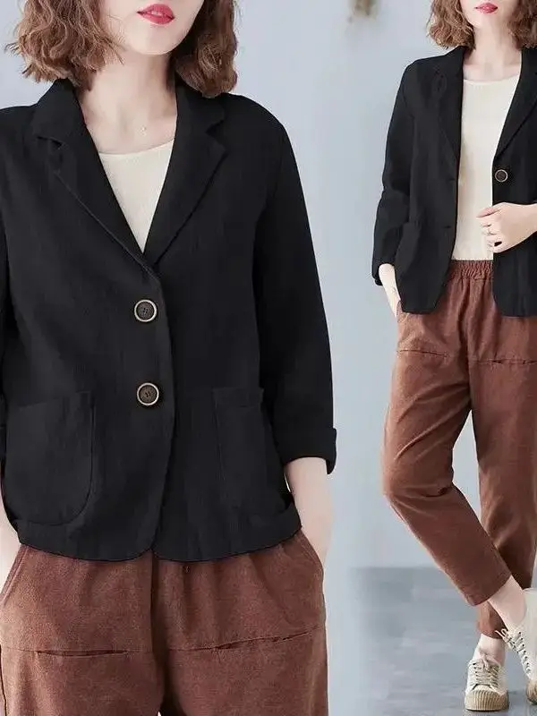Spring Summer New Casual Short Jacket Women's plus Size Loose Slimming Suit Mom's Fashion European Style Spring Clothing