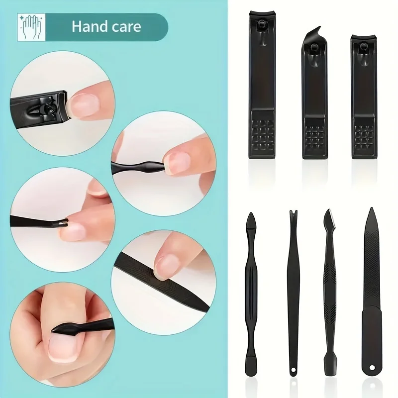 24pcs Professional Black Nail Clippers Kit - Ultra Sharp Fingernail and Toenail Cutters for Men and Women - Sturdy Pedicure Care