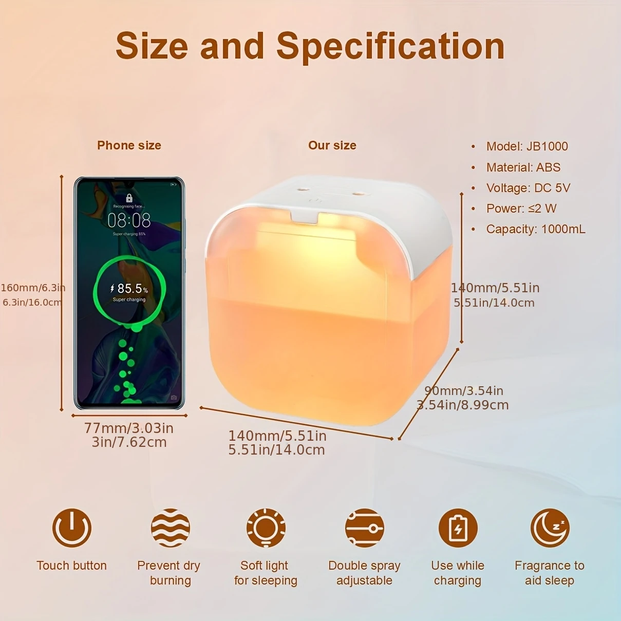 1L 컬러풀 램프 가습기 가정용 무소음 대용량 듀얼 스프레이 가습기 침실용 수분 기반 향기 가습기