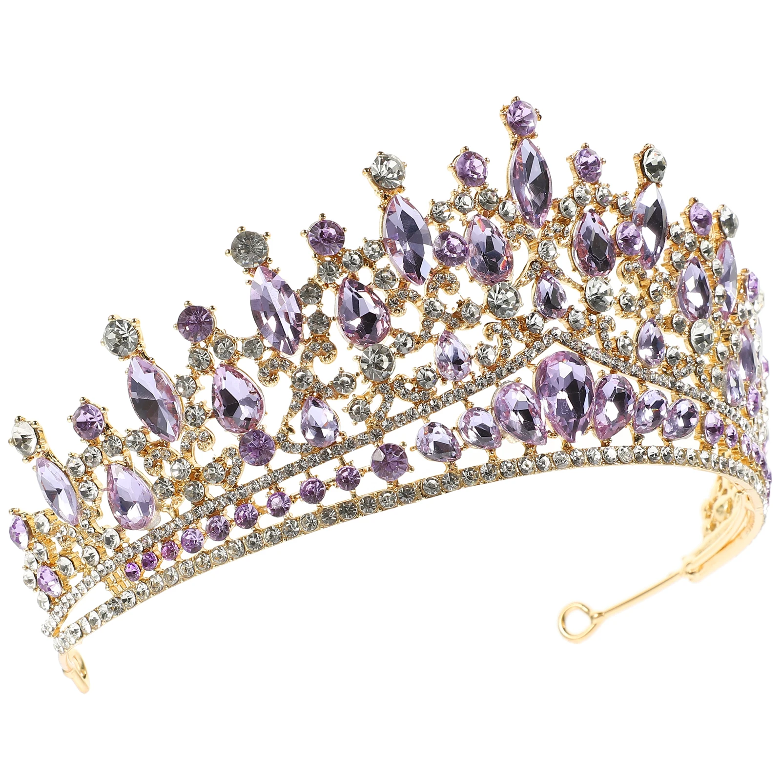 

Princess Bridal Crown for Women Girls Purple Rhinestone Tiara Alloy Headband Wedding Party Costume Cosplay for Festival