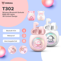 ONIKUMA T302  NEW Cute Pet Space Capsule Wireless BT Headphones: Women's Semi-In-Ear, Noise Cancelling, Music/Sport/Gaming,