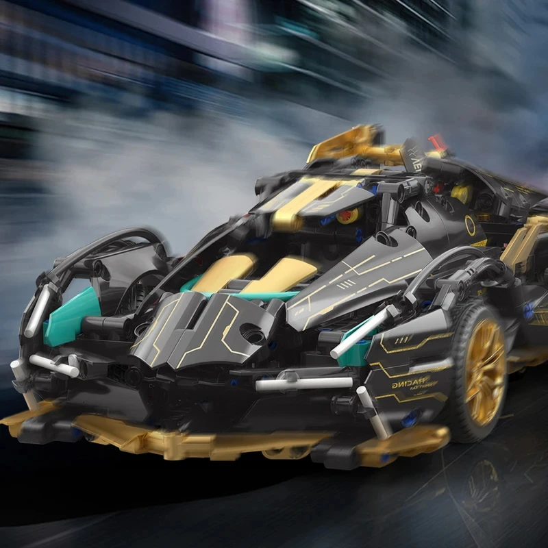 1:14 City Speed Sport Car Black V12 Block Racing Vehicle Model MOC Building Blocks Bricks Assembly Block Car Toy Birthday Gift