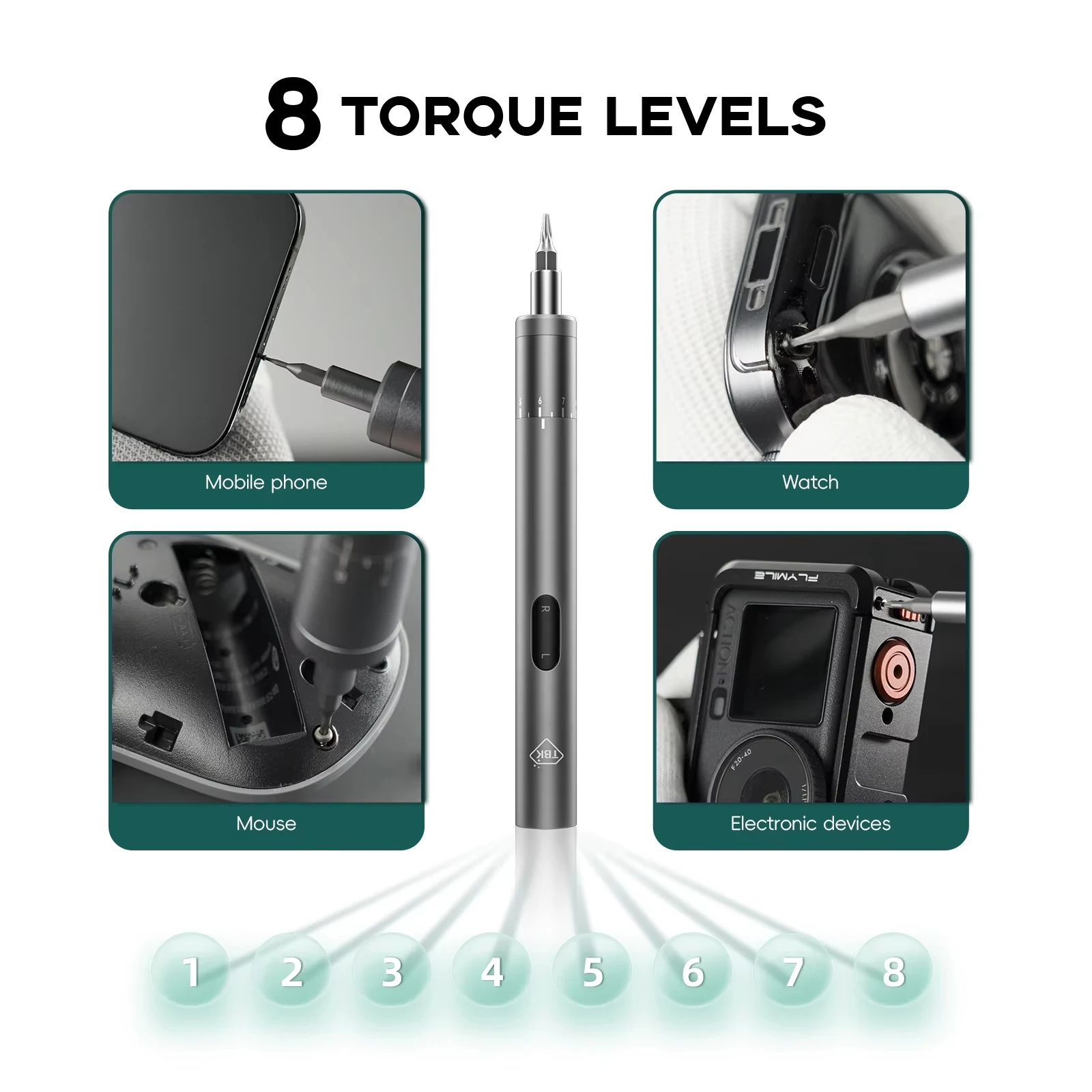 TBK 008 Precision Electric Screwdriver Set Torque Control Rechargeable for iphone IOS Android Phone Repair Dismantling Tools