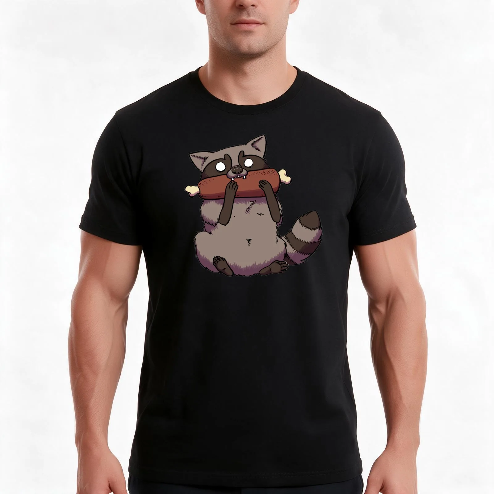 CHOMP T-Shirt, Summer Casual Cotton Tee, Oversized Streetwear Tops, Vintage Graphic Print, Loose Fit Short Sleeve, 100% Cotton