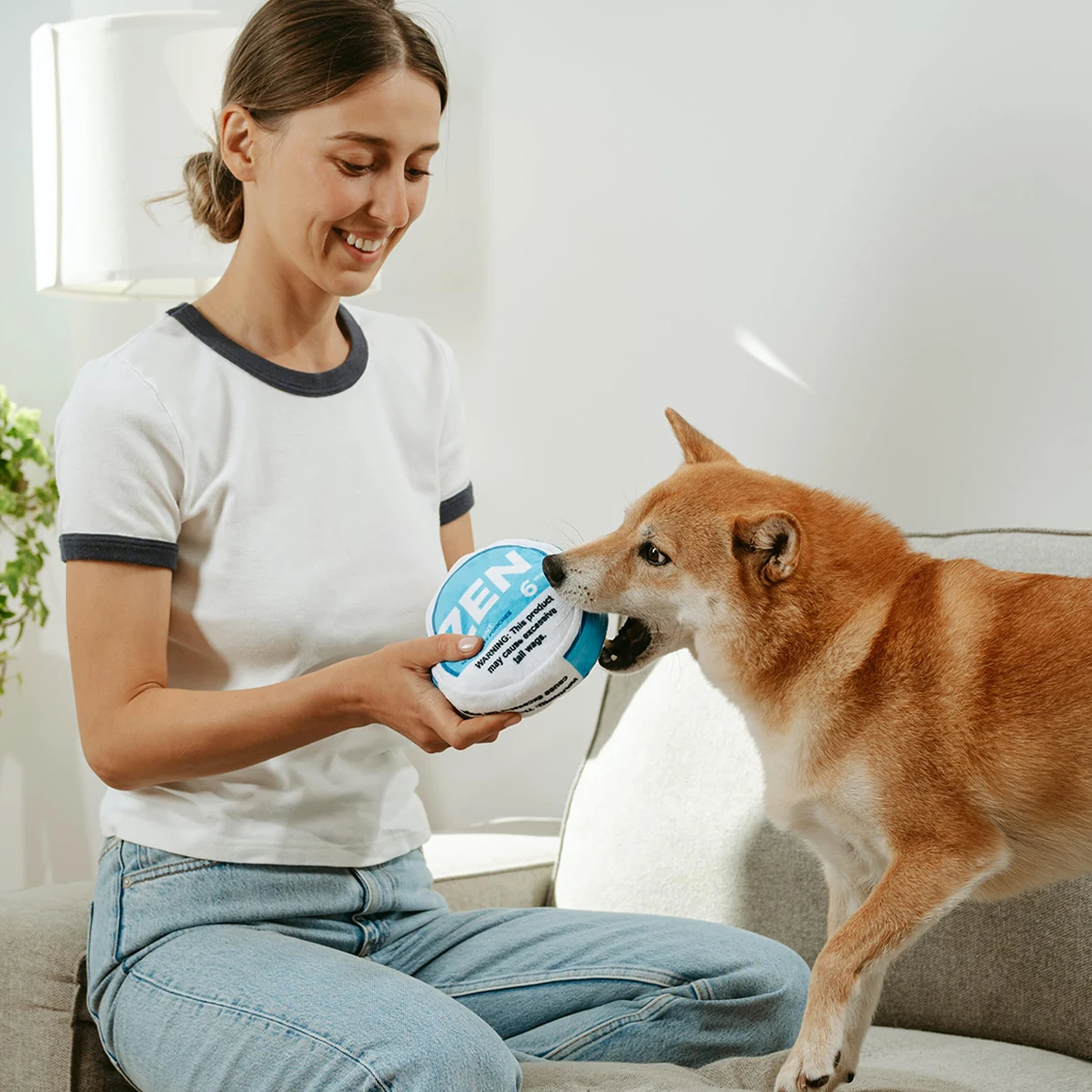 Zen Pupper Deckies Parodie Hundespielzeug – Plüsch quietschendes und knuspriges lustiges Hundespielzeug – Sabbern Mint – Detail 9