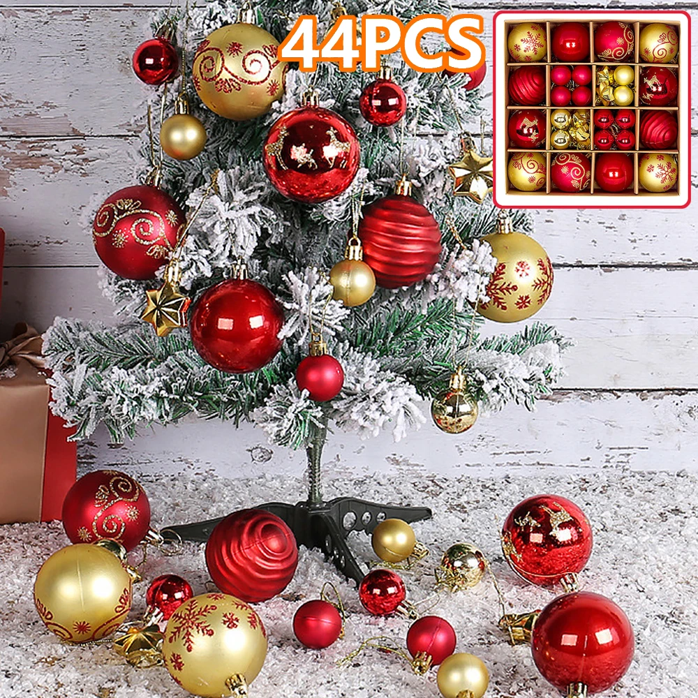 44pcs Christmas Decorations Balls 2024 Xmas Ornament Ball Xmas Tree Hanging Pendants Home Decor 2025 New Year Gifts Navidad