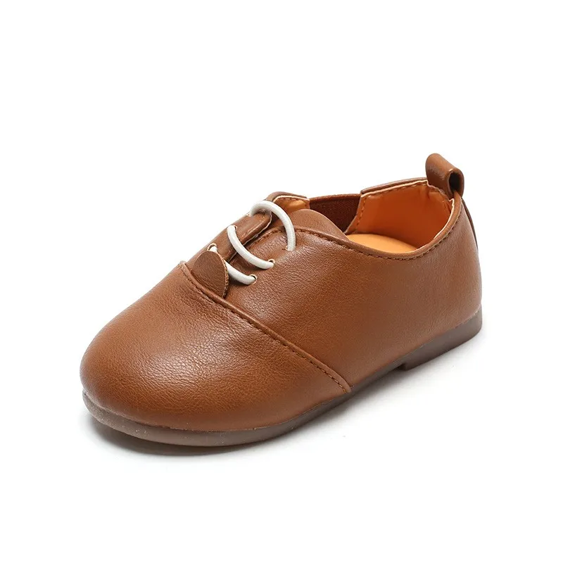 Children Casual Shoe White Dress Shoes Girls Boys Soft Bottom Black Brown Kids Leather Shoe Kid Slip on Leather Shoes