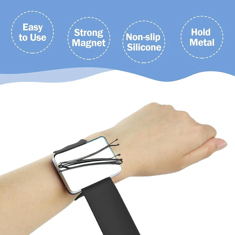 2 PCS Magnetic Pin Cushion Wrist, Magnetic Sewing Pincushion, Magnetic Pin Holder Wristband For Sewing