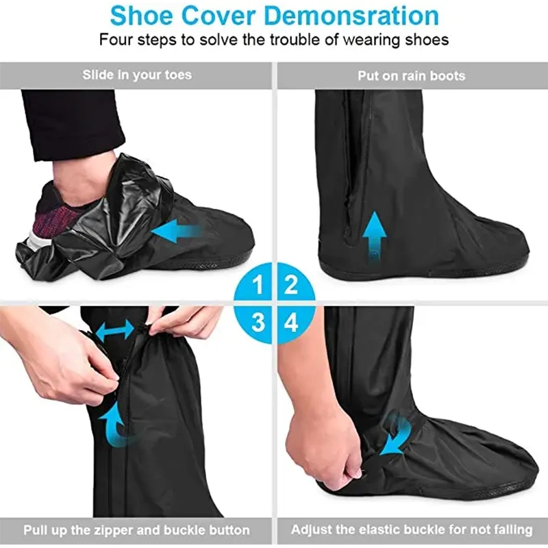 Adult Waterproof Shoe Covers Outdoor Travel Rainproof Coversbandage Style Thickened Non-Slip Rain Boots Covers